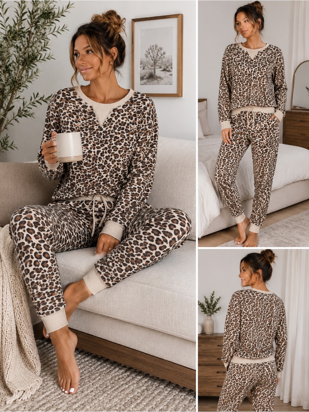 Honeydew Leopard Print Lounge Set Size M Soft Cozy Pajama Set Jogger Cozy Spa